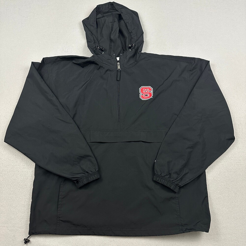 NC State Wolfpack Jacket Men Large Black Champion Anorak 1/4 Zip Pullover NCAA L